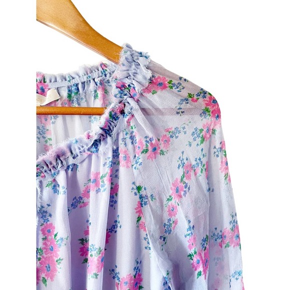 LOVESHACKFANCY Wisteria Tiered Popover Dress Silk Mini Lilac Purple Floral XS - Picture 6 of 10
